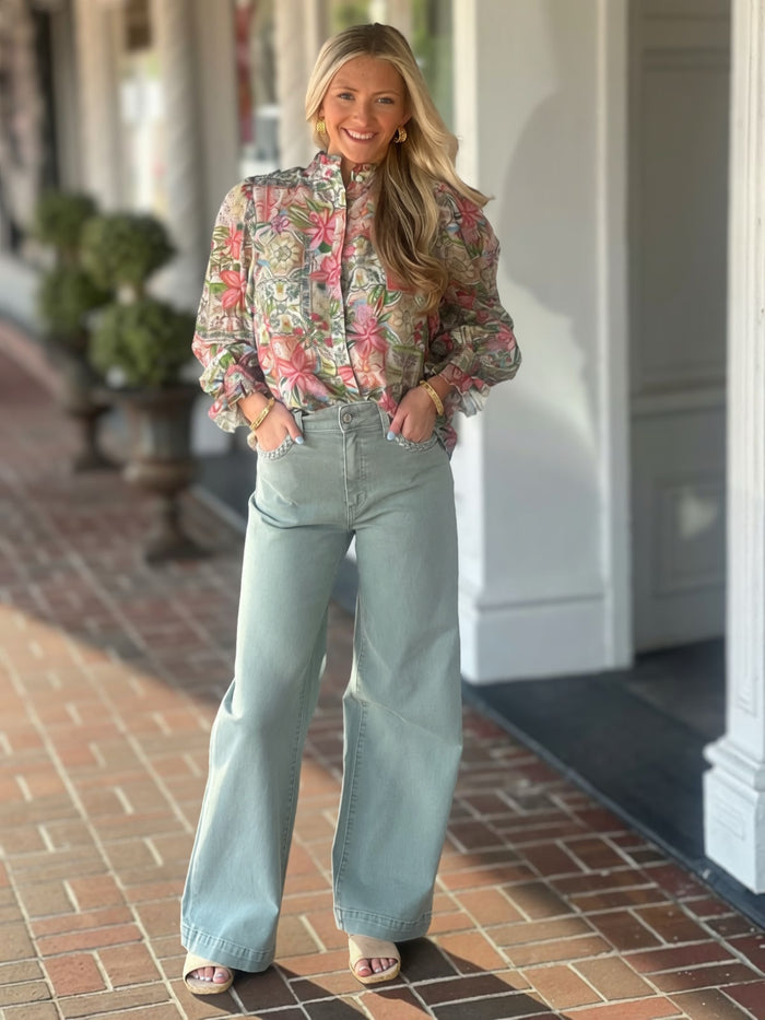 Here For The Day Button Down Top
