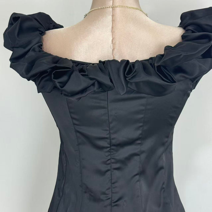 Herringbone Ruffle Off-Shoulder Dress