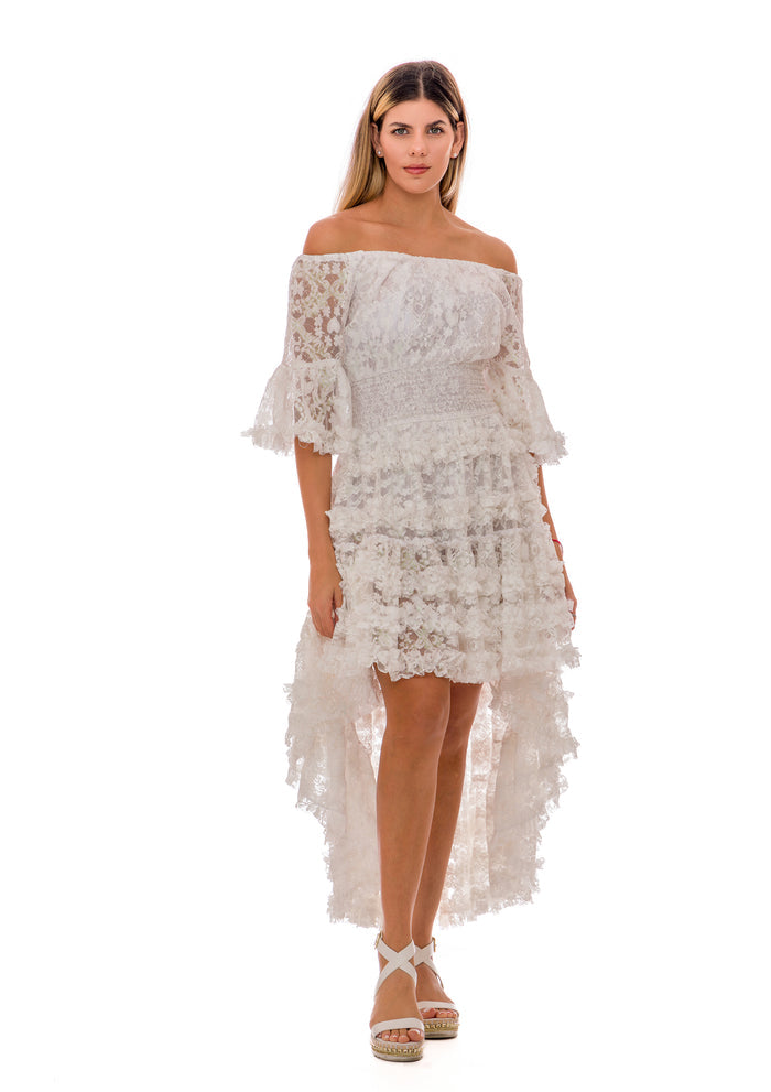 High low sheer lace dress