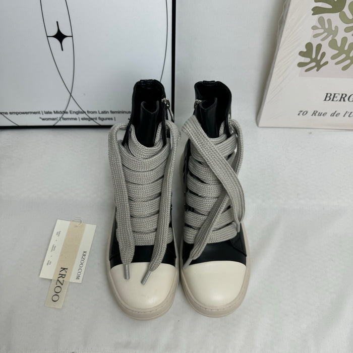 High-top zipper round-toe thick heel