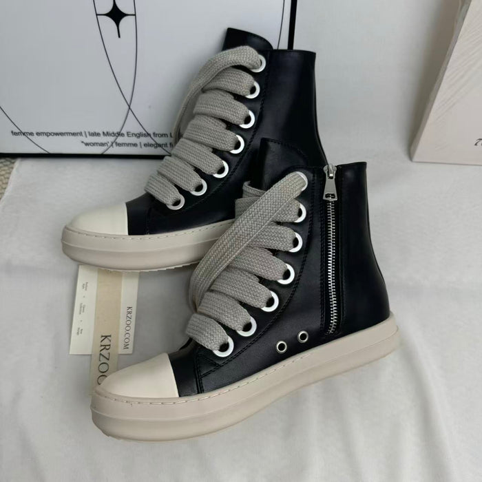 High-top zipper round-toe thick heel