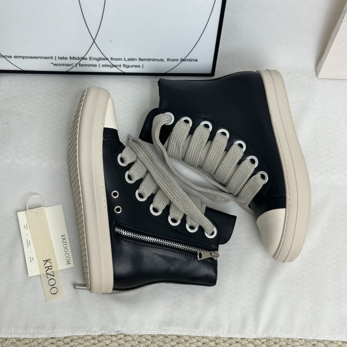 High-top zipper round-toe thick heel