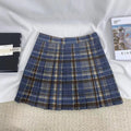 High-Waisted Blue Plaid Skirt