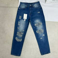 High-Waisted Ripped Jeans