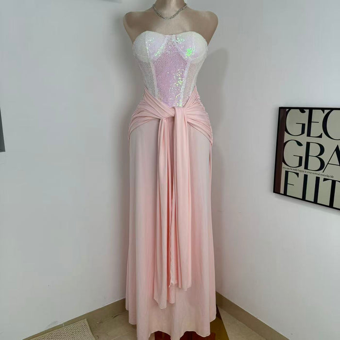 High-Waisted Slim-Fit Lace-Up Dress