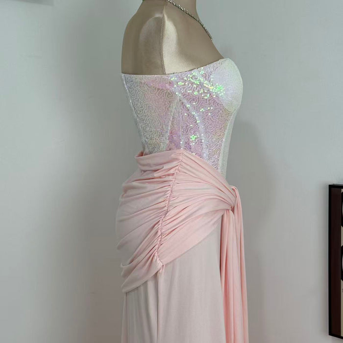 High-Waisted Slim-Fit Lace-Up Dress