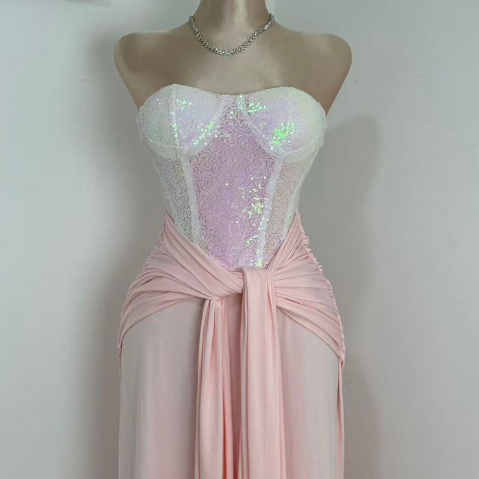High-Waisted Slim-Fit Lace-Up Dress