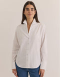 Hinson Wu Martha Long Sleeve Classic Stripe Shirt in White