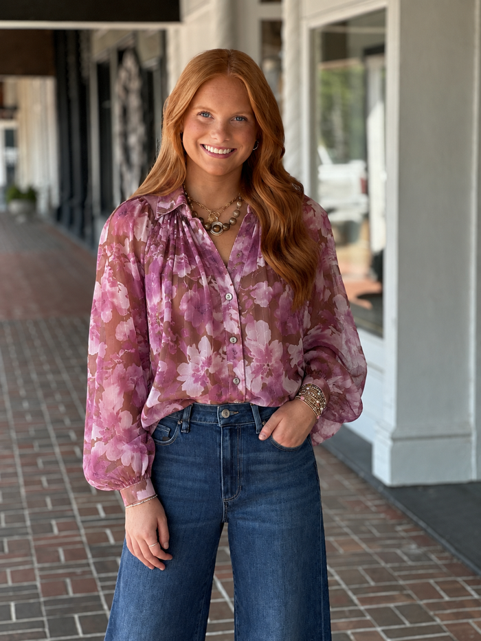Hold Onto Me Brown Floral Top