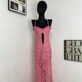 Hollowed-Out Mesh Lace Dress