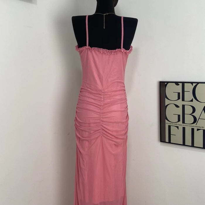 Hollowed-Out Mesh Lace Dress