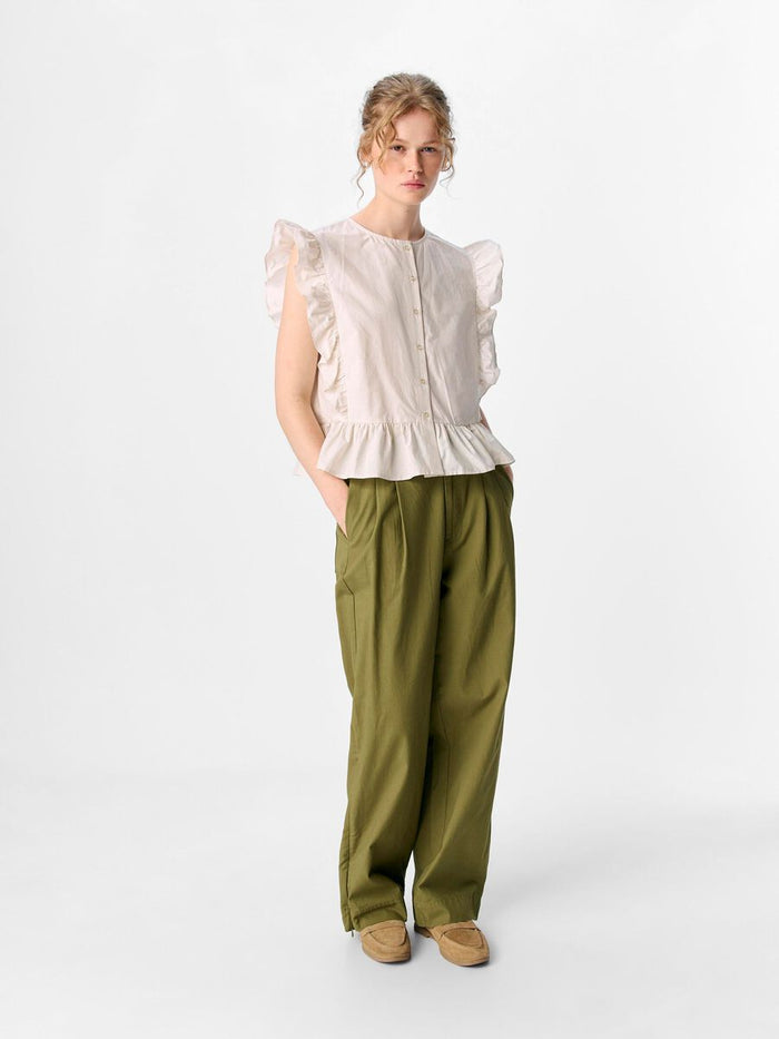 Hope Ruffle Sleeveless Top (White Sand)