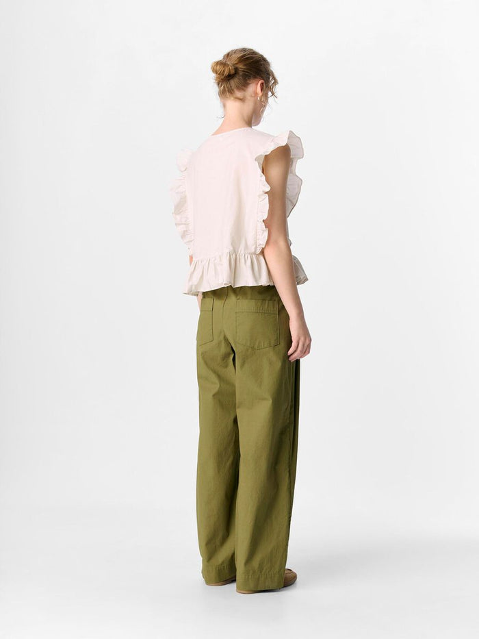 Hope Ruffle Sleeveless Top (White Sand)