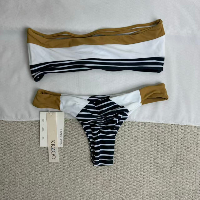 Horizontal striped swimsuit