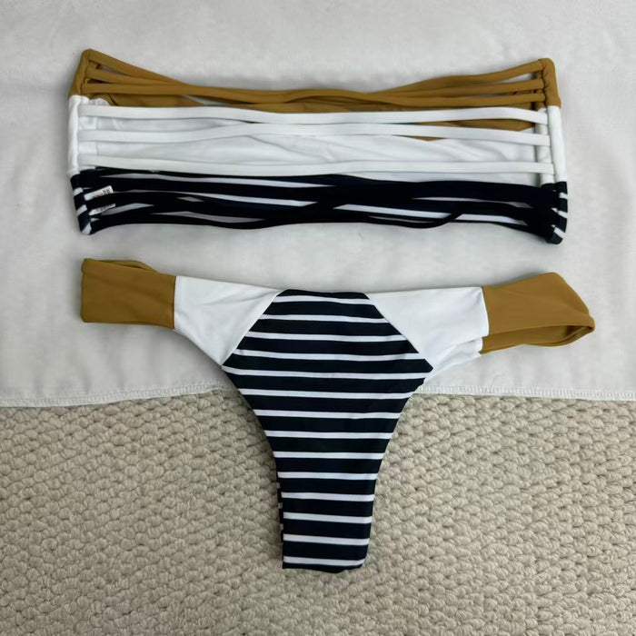 Horizontal striped swimsuit