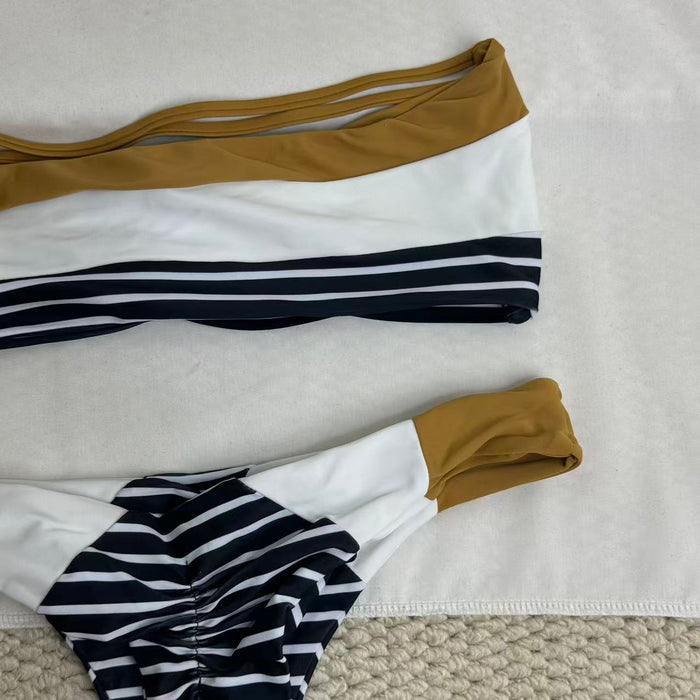 Horizontal striped swimsuit