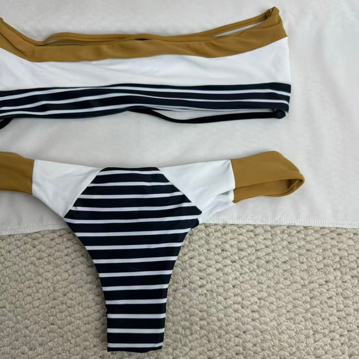 Horizontal striped swimsuit