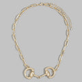 Horsebit Dual Ring Paperclip Chain Necklace
