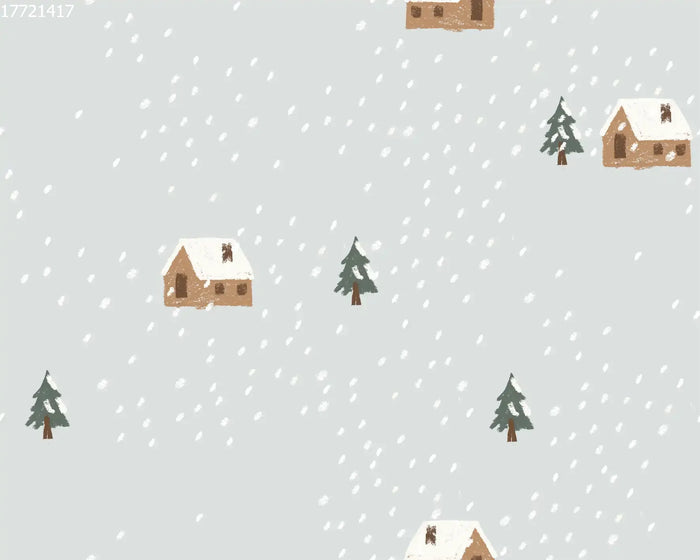 House in the Snow Dot Blue - Family Fabrics B.V.