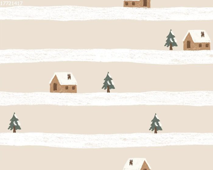House in the Snow Stripe Beige - Family Fabrics B.V.