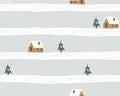 House in the Snow Stripe Blue - Family Fabrics B.V.