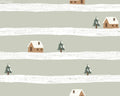 House in the Snow Stripe Green - Family Fabrics B.V.