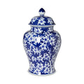 Imperial Ceramic Floral Ginger Jar, Blue and White, Large