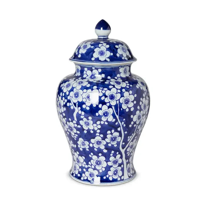 Imperial Ceramic Floral Ginger Jar, Blue and White, Large