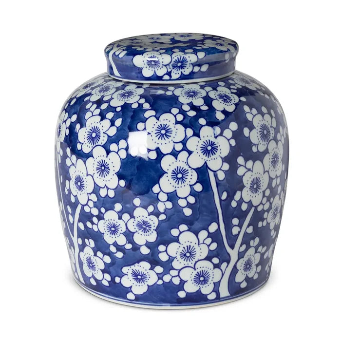 Imperial Ceramic Floral Ginger Jar, Blue and White, Small