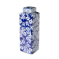 Imperial Ceramic Floral Square Jar, Indigo, Large