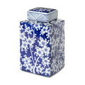 Imperial Ceramic Floral Square Jar, Indigo, Small