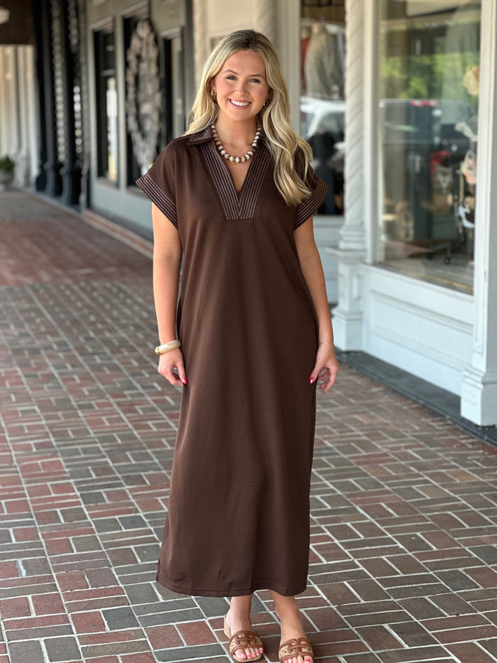 In Perfect Order Brown Maxi Dress