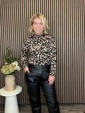 Ina High Neck Top (Black/Big Leo)