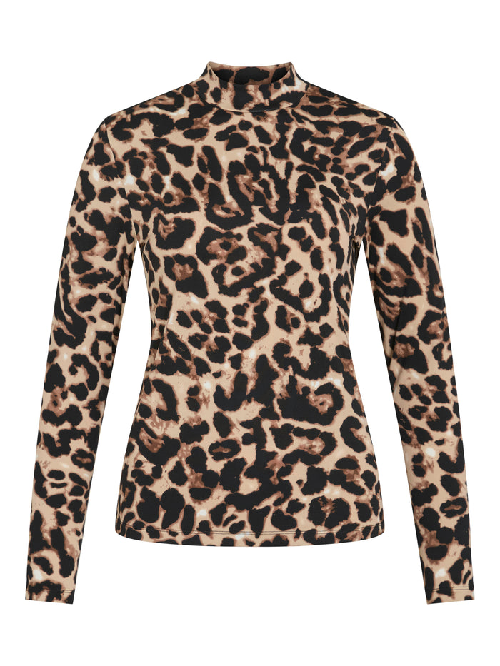 Ina High Neck Top (Black/Big Leo)