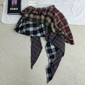 Irregular color-matched plaid half-length skirt