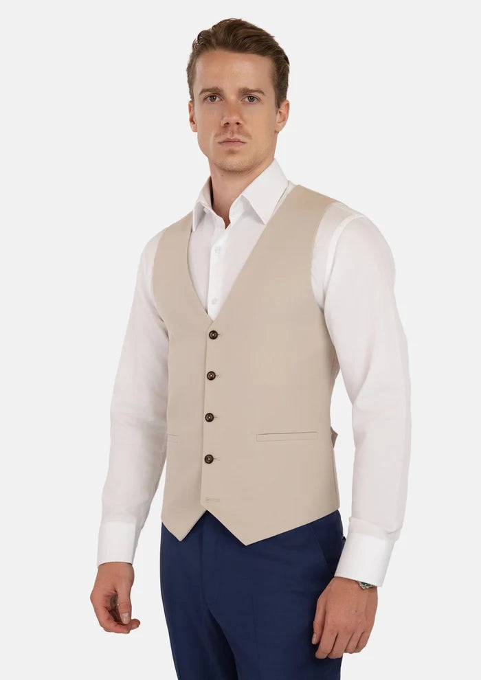 Ivory Cotton Vest - SARTORO