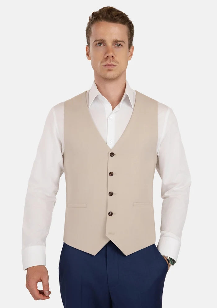 Ivory Cotton Vest - SARTORO