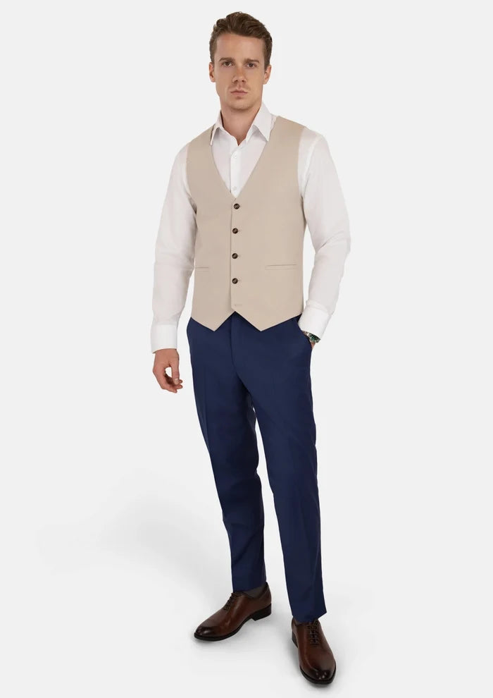 Ivory Cotton Vest - SARTORO