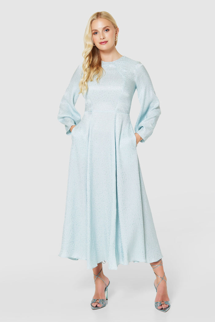 JACKIE MIDI DRESS (BLUE JACQUARD)