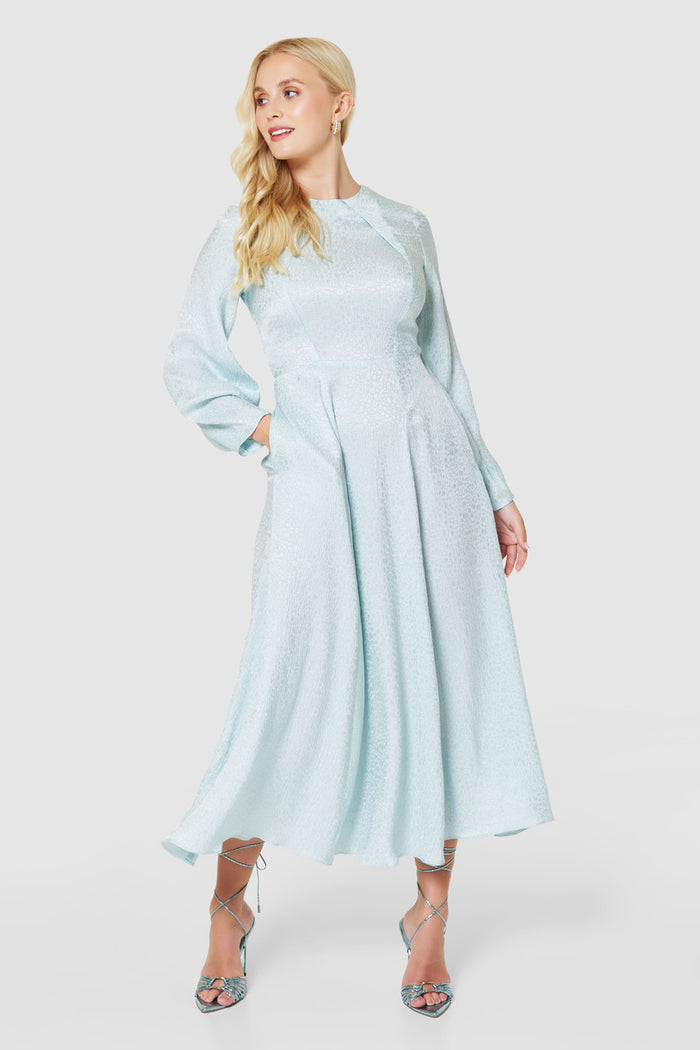 JACKIE MIDI DRESS (BLUE JACQUARD)