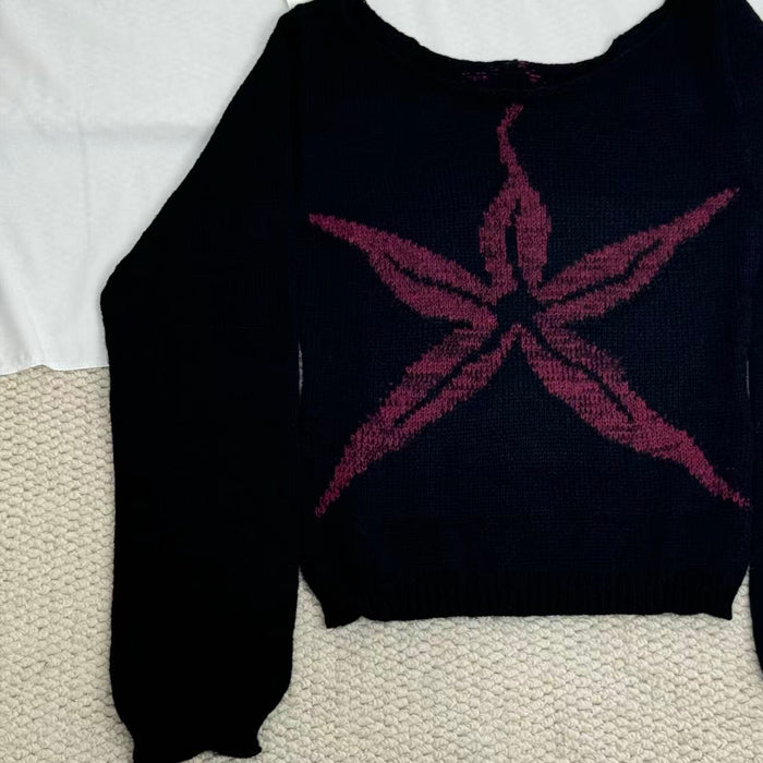 Jacquard Knit Crewneck Sweater