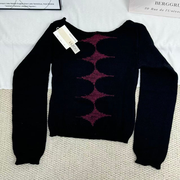 Jacquard Knit Crewneck Sweater