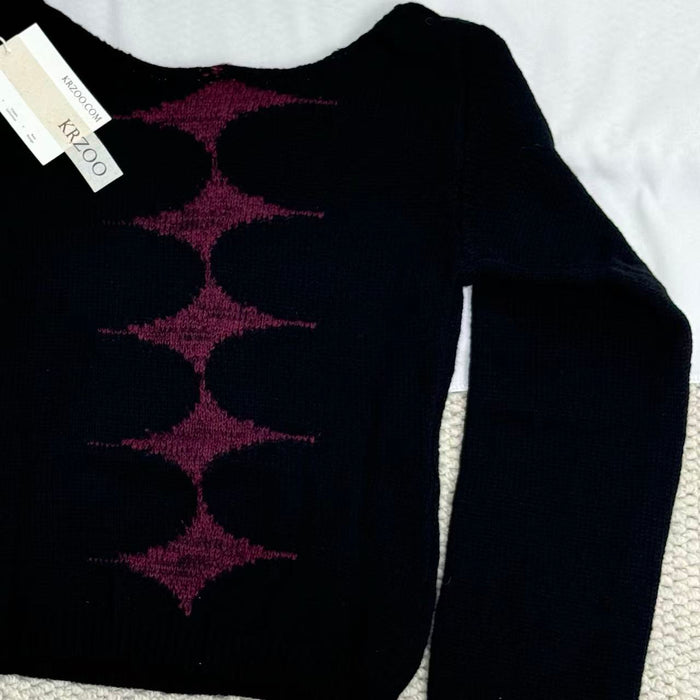 Jacquard Knit Crewneck Sweater