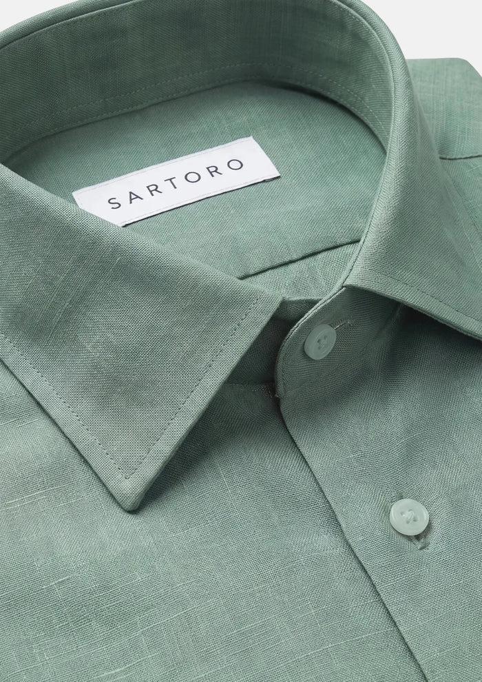 Jade Green Linen Shirt - SARTORO