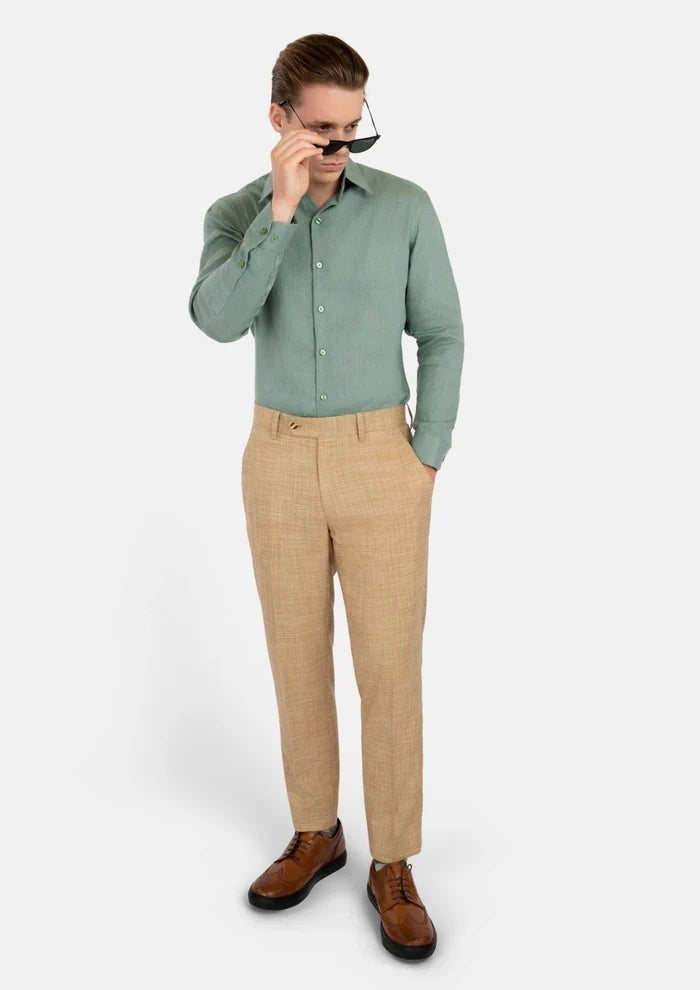 Jade Green Linen Shirt - SARTORO