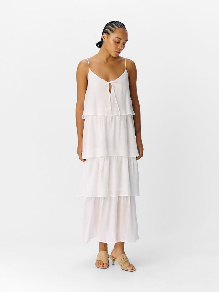 Jan Tiered Midi Dress (White)