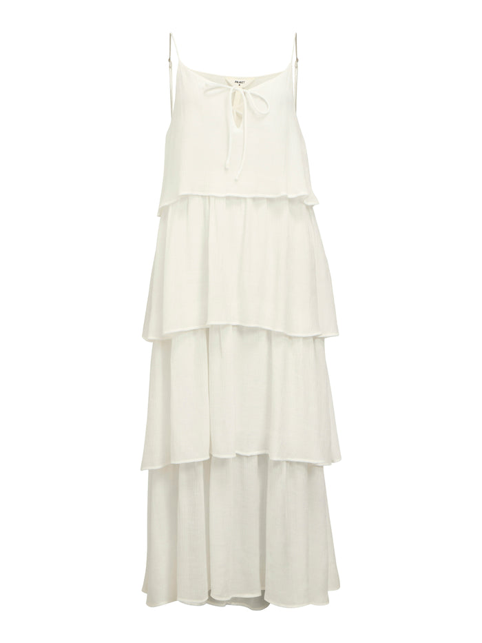 Jan Tiered Midi Dress (White)