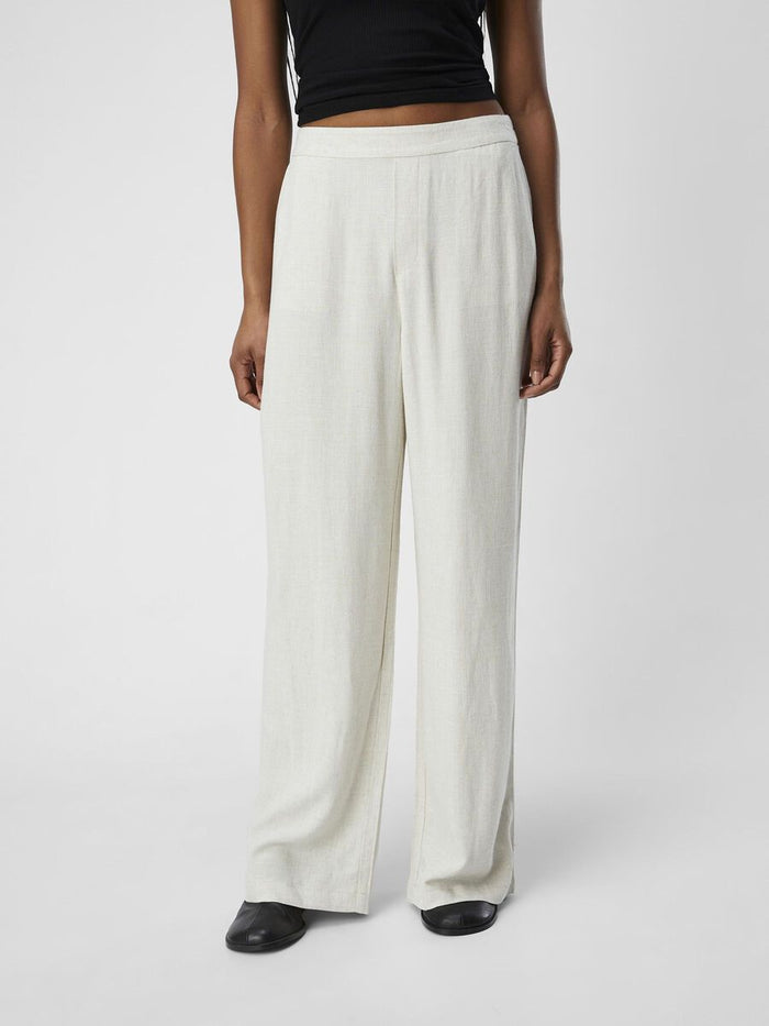 Janne Linen Blend Wide Leg Trousers (Sandshell)