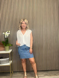 Jannie Denim Mini Skirt (Med Blue)