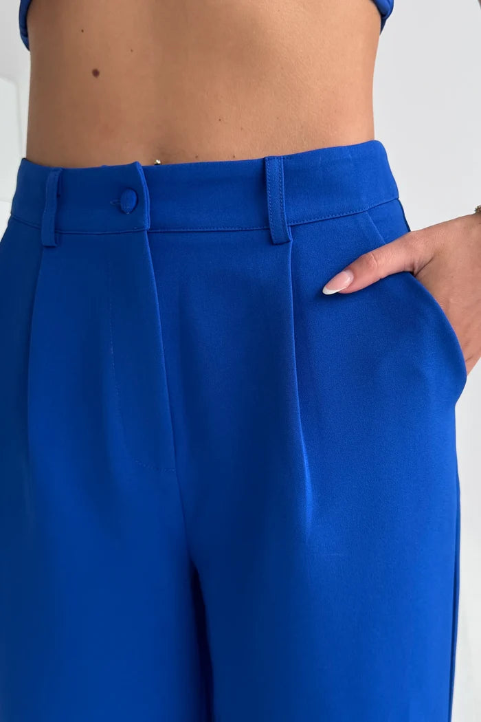 Jo Pleat Detail Tailored Trousers (Royal Blue)